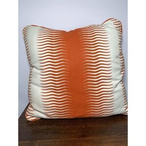 Gita Stripe Persimmon Pillow Cream And Orange 20x20 Set Of 2 Pillows